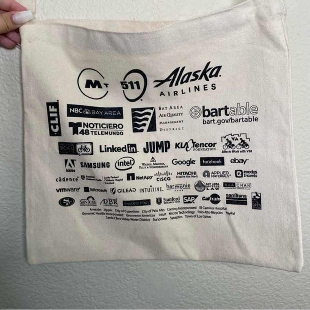 Bay Area California Bike to Work One Shoulder Canvas Tote - Picture 6 of 8